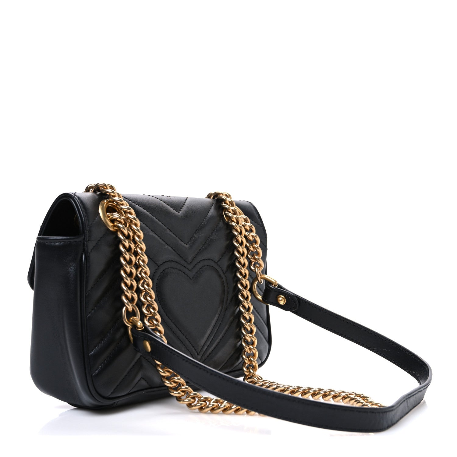 Gucci Calfskin Matelasse Mini GG Marmont Shoulder Bag Black 3 of 10