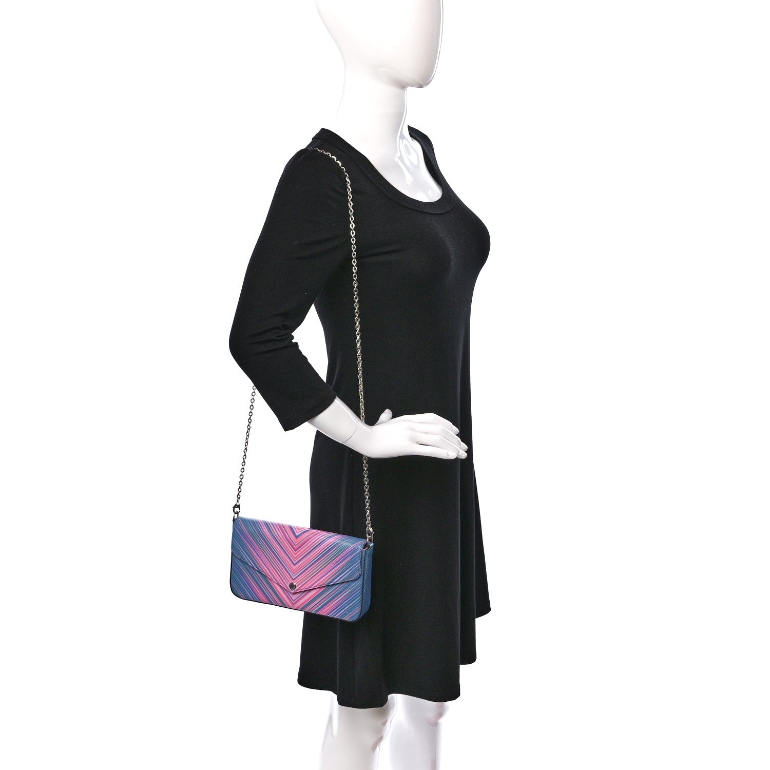 Louis Vuitton Epi Tropical Pochette Felicie Blue Rose 2 of 16
