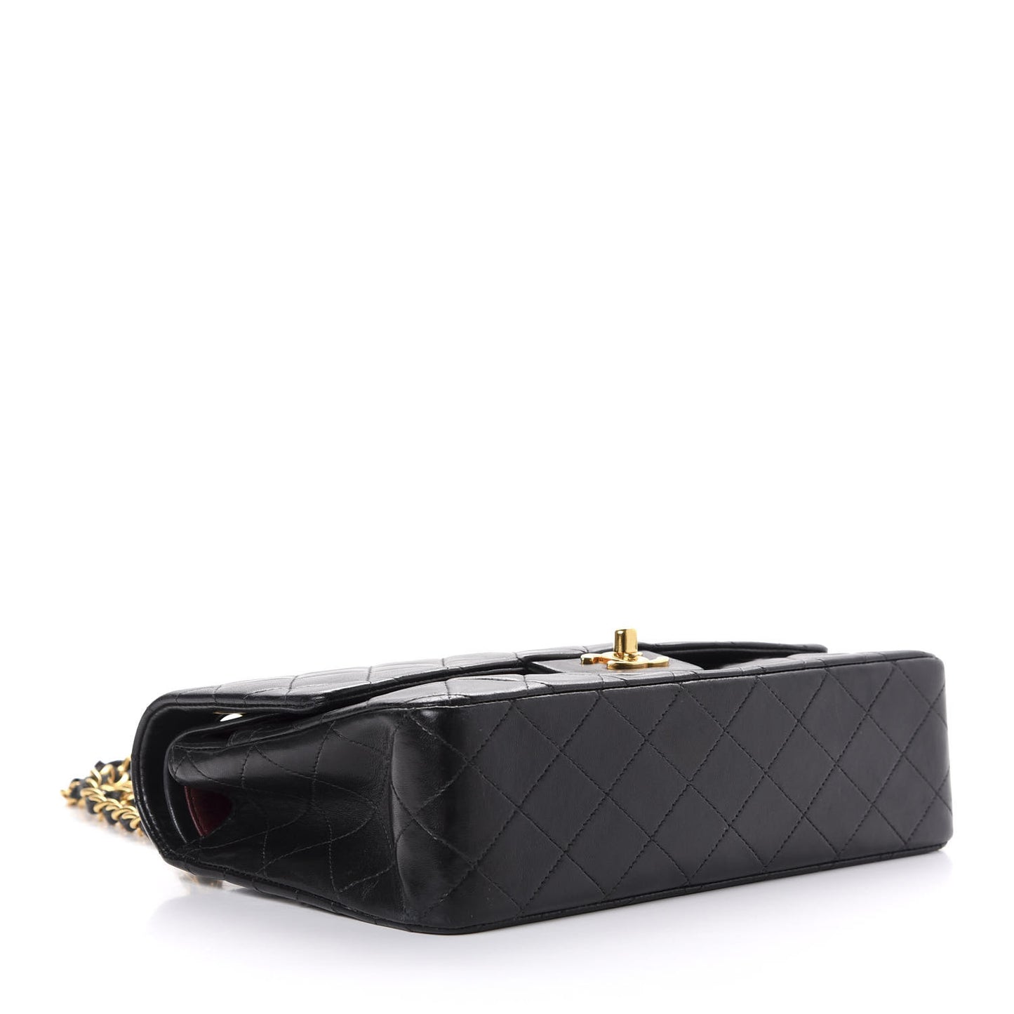 Lambskin Quilted Medium Double Flap Black