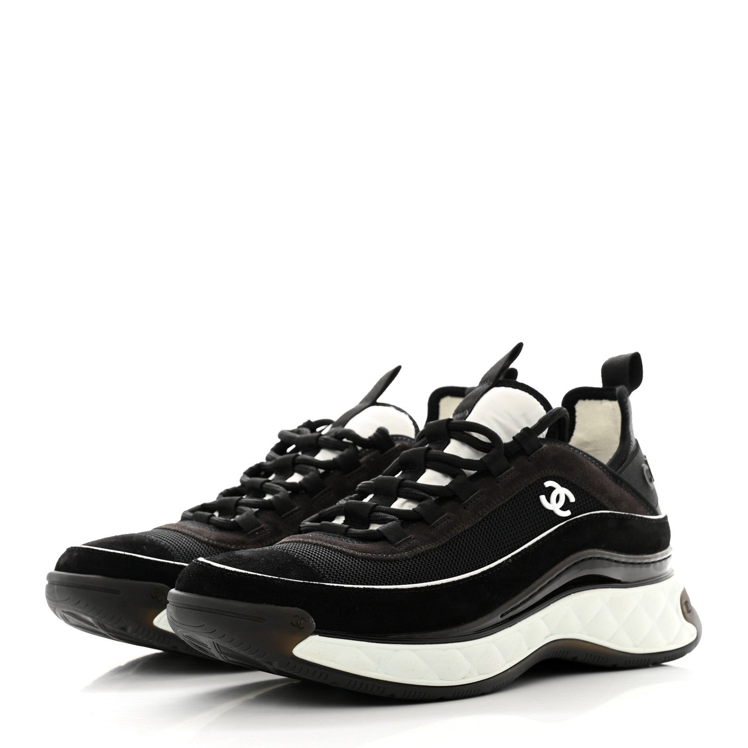 Chanel Velvet Calfskin Mixed Fibers CC Sneakers 41 Black 3 of 7
