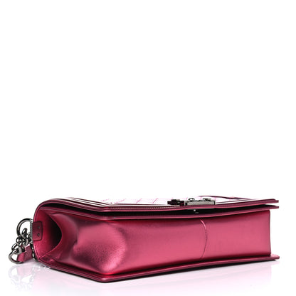 Chanel Metallic Patent Quilted New Medium Boy Flap Fuchsia 3 of 9