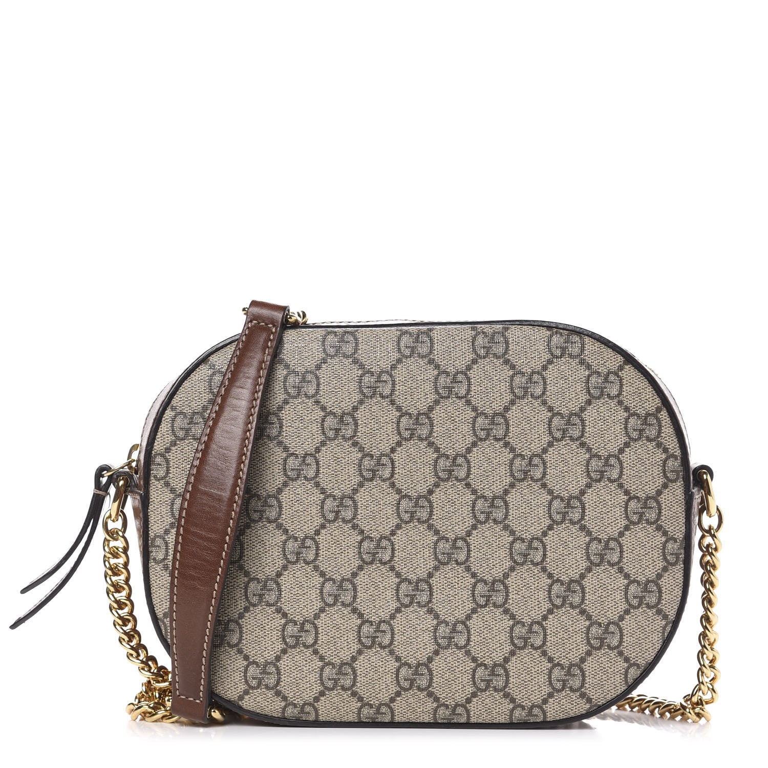 Gucci GG Supreme Monogram Cuoio Toscano Mini Chain Shoulder Bag Beige Ebony Cuir 1 of 11