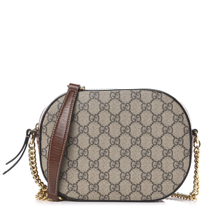 Gucci GG Supreme Monogram Cuoio Toscano Mini Chain Shoulder Bag Beige Ebony Cuir 1 of 11