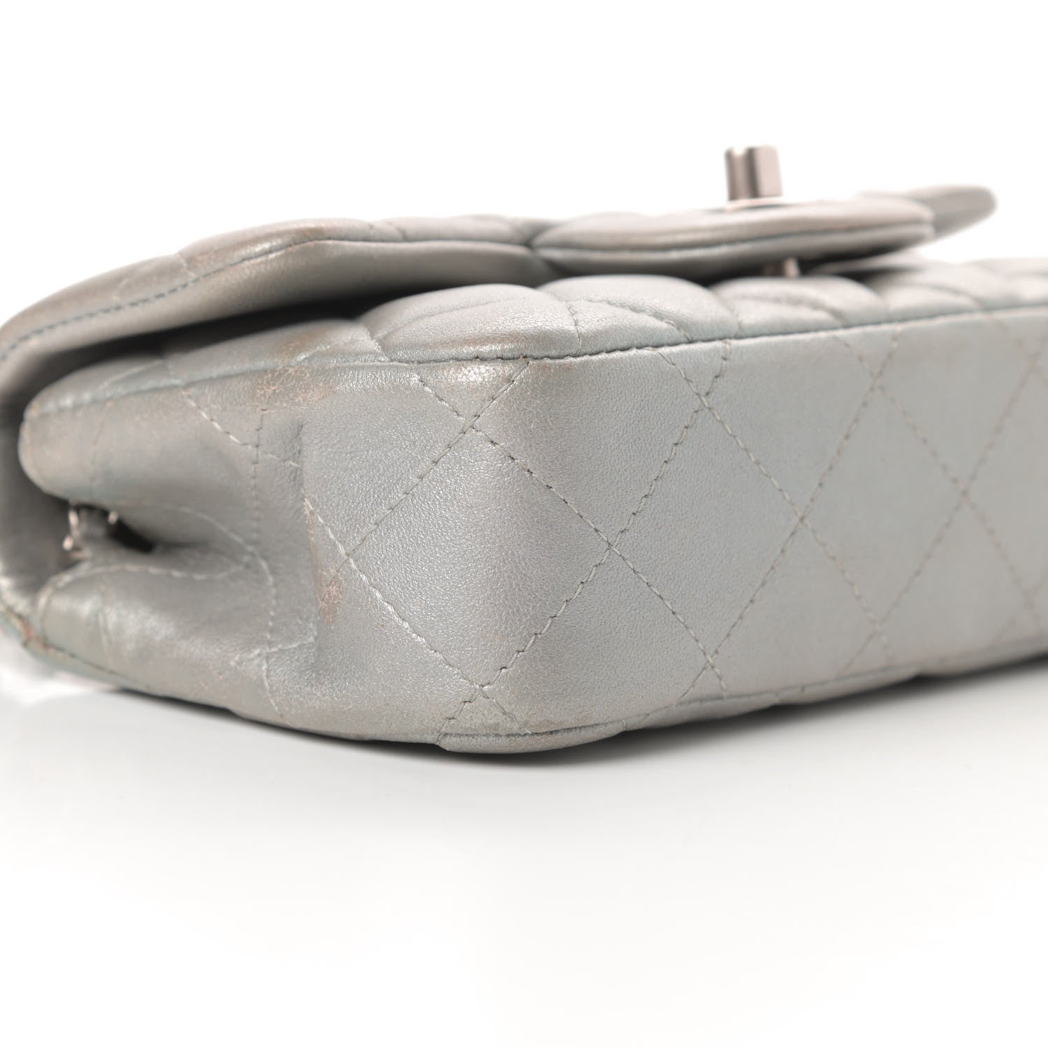 Chanel Metallic Lambskin Quilted Extra Mini Rectangular Flap Silver 9 of 14