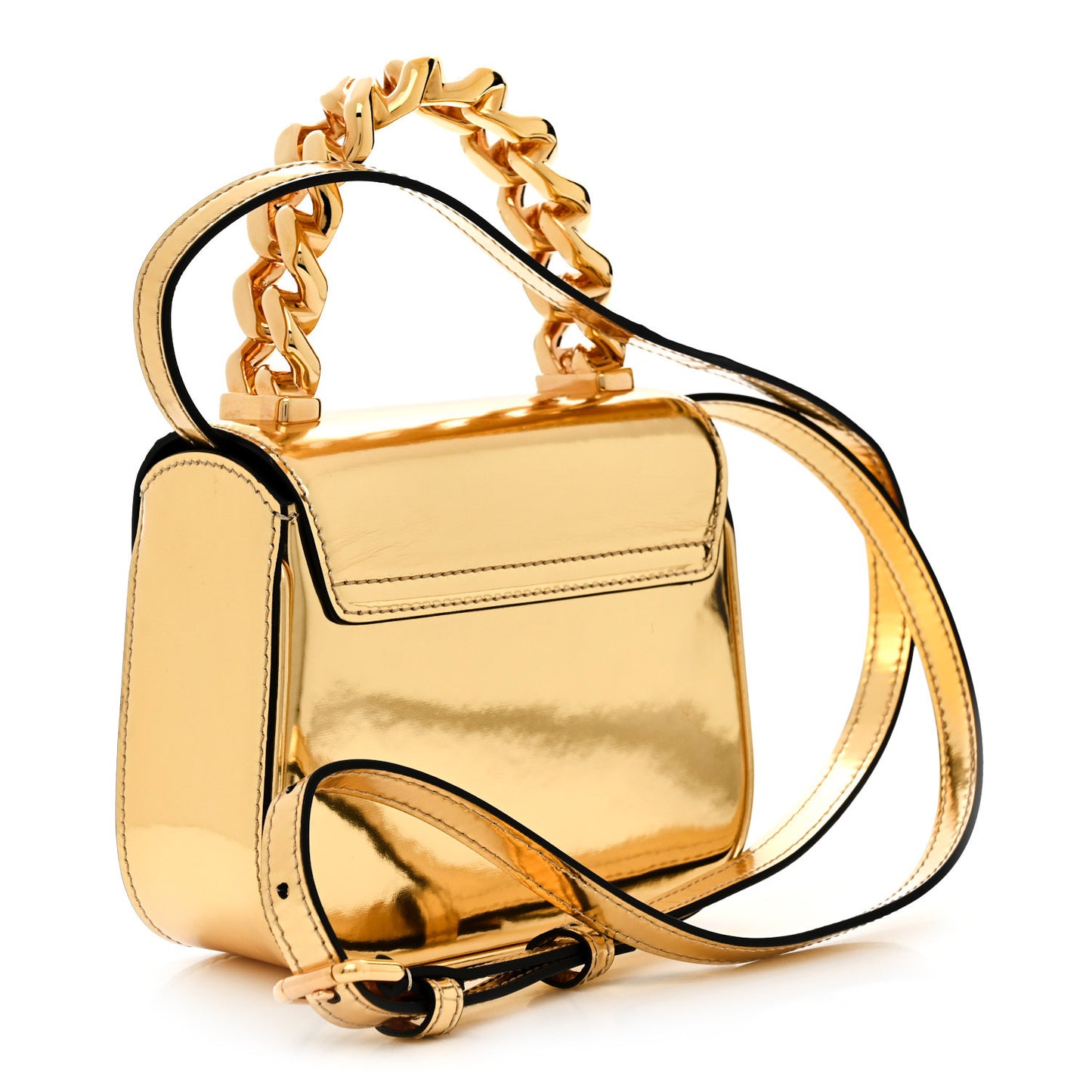 Metallic Calfskin Mini La Medusa Bag Gold