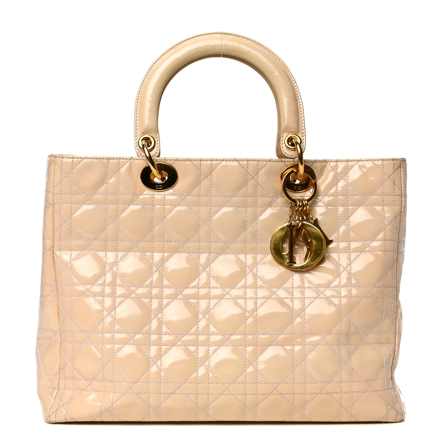 Christian Dior Patent Cannage Large Lady Dior Beige 1 of 11