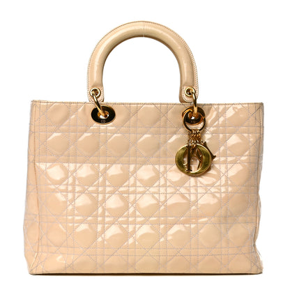 Christian Dior Patent Cannage Large Lady Dior Beige 1 of 11