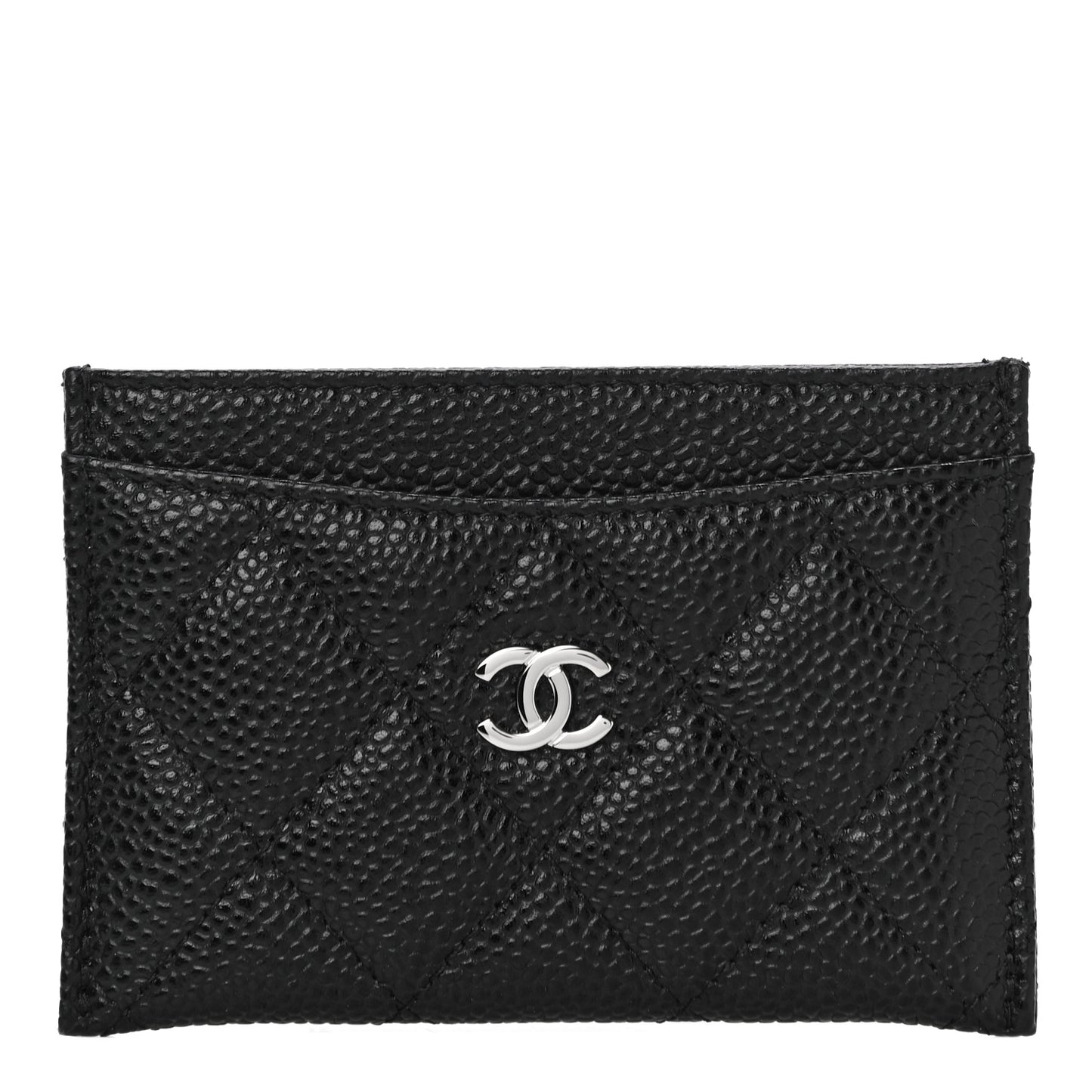Caviar Quilted Card Holder Black