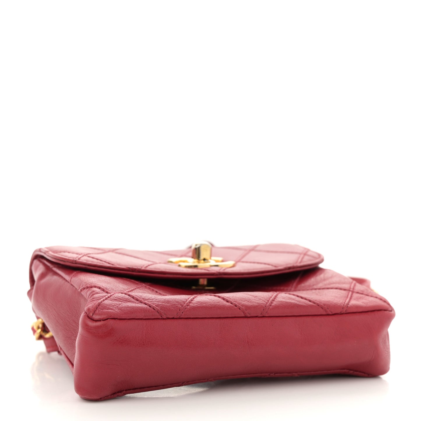 Lambskin Diamond Stitched Waist Chain Belt Flap Bag 70 28 Red