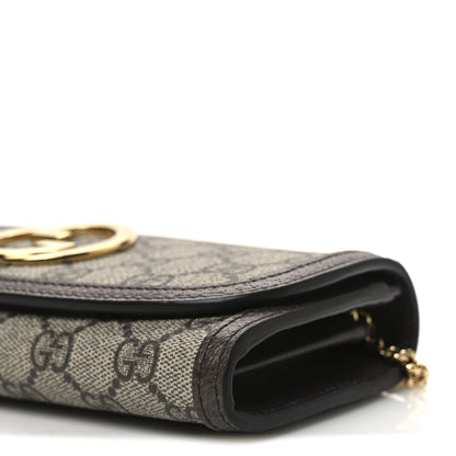 Gucci GG Supreme Monogram Textured Dollar Calfskin Blondie Continental Chain Wallet Beige Ebony New Acero 10 of 11