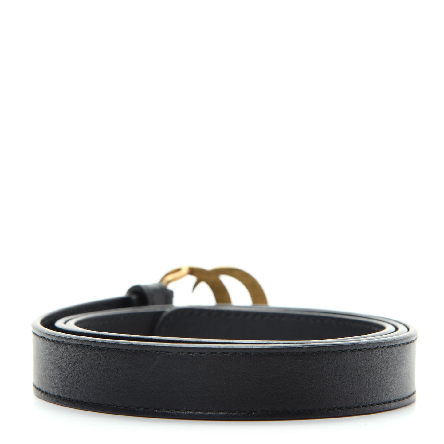 Calfskin Pearl Double G 20mm Belt 85 34 Black Cream