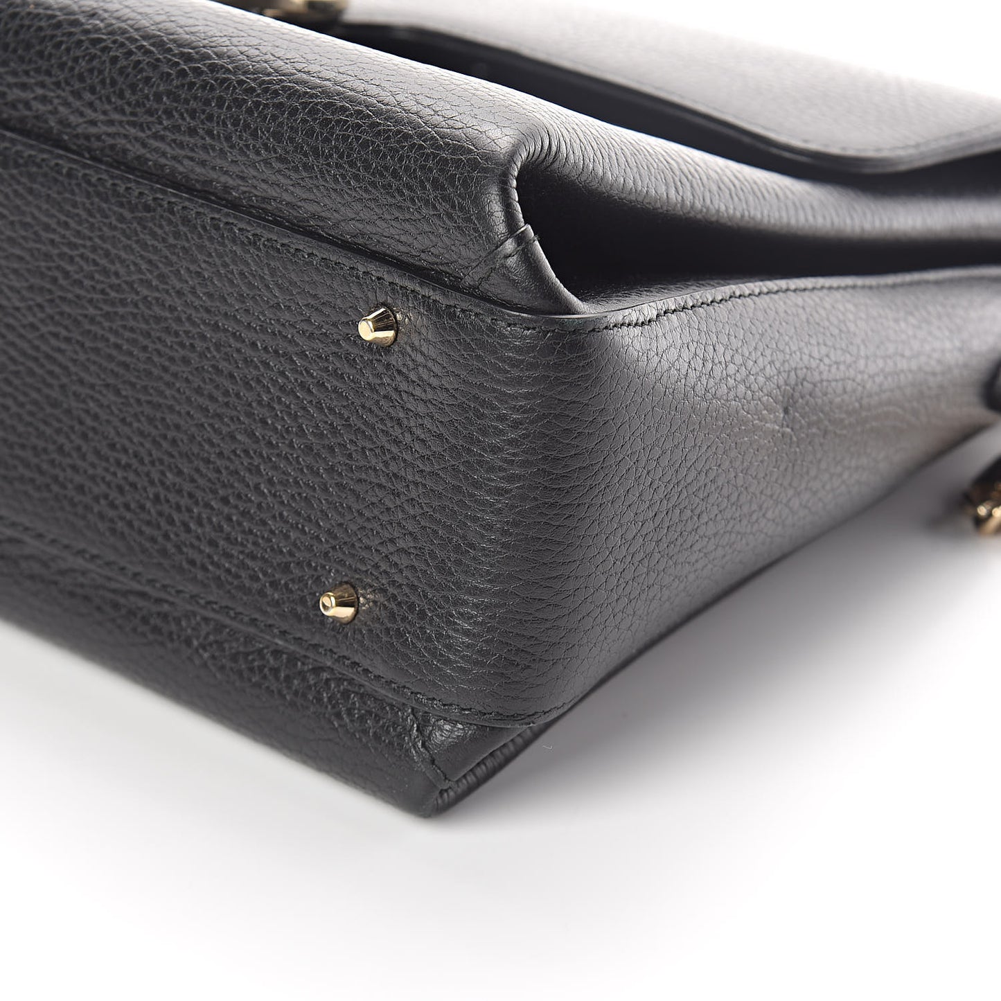 Dollar Calfskin Medium Interlocking G Top Handle Shoulder Bag Black