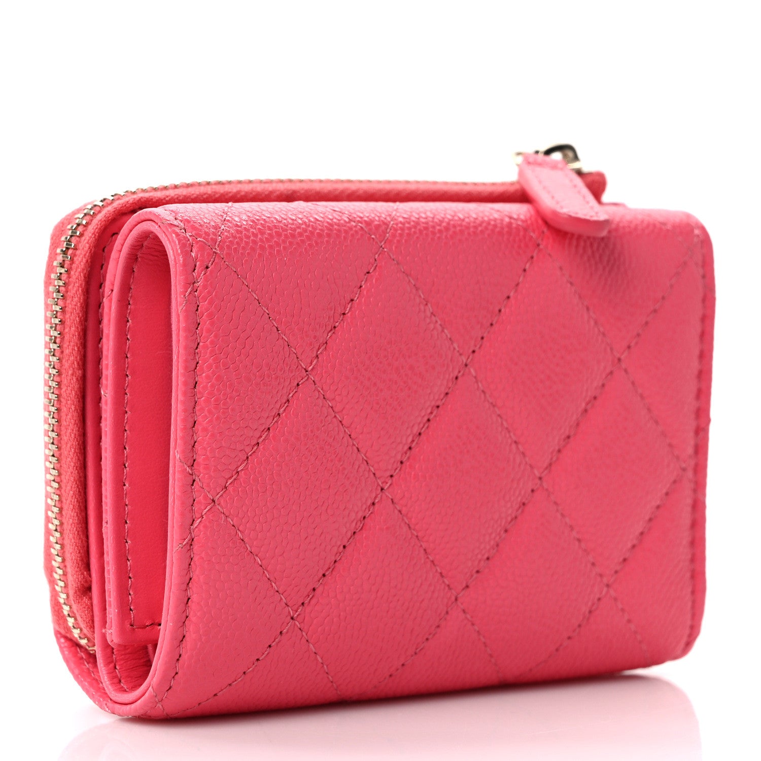 Chanel Caviar Quilted Compact Zipped Wallet Pink 3 of 9