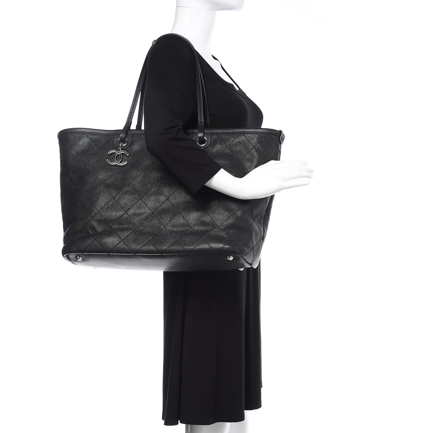 Chanel Grained Calfskin Large Shopping Fever Tote Black 2 of 17