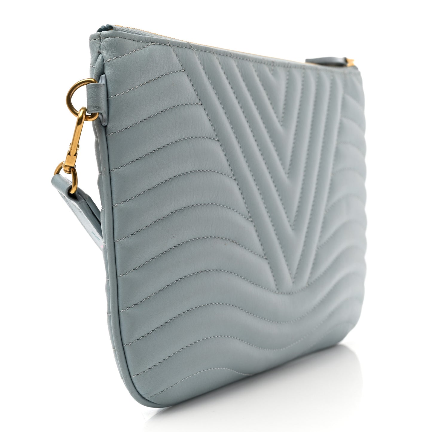 Calfskin New Wave Zipped Pochette Porcelain Blue