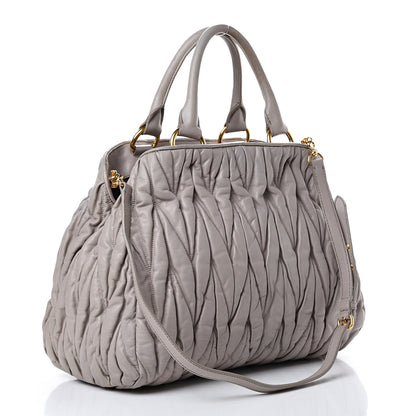 Miu Miu Nappa Matelasse Bauletto Top Handle Tote Pomice 2 of 23