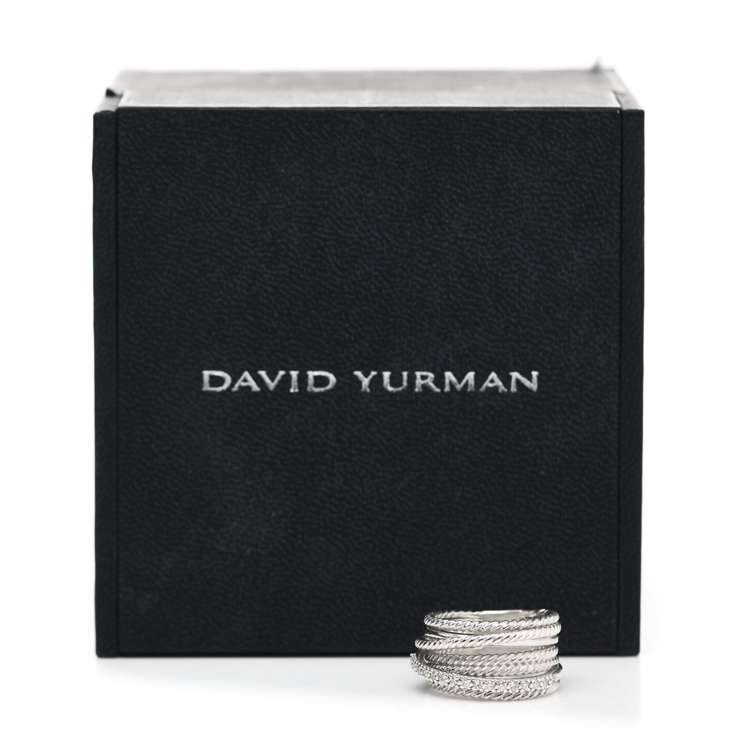 David Yurman Sterling Silver Diamond 11mm Wide Crossover Cable Ring 52 6 6 of 6