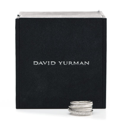 David Yurman Sterling Silver Diamond 11mm Wide Crossover Cable Ring 52 6 6 of 6