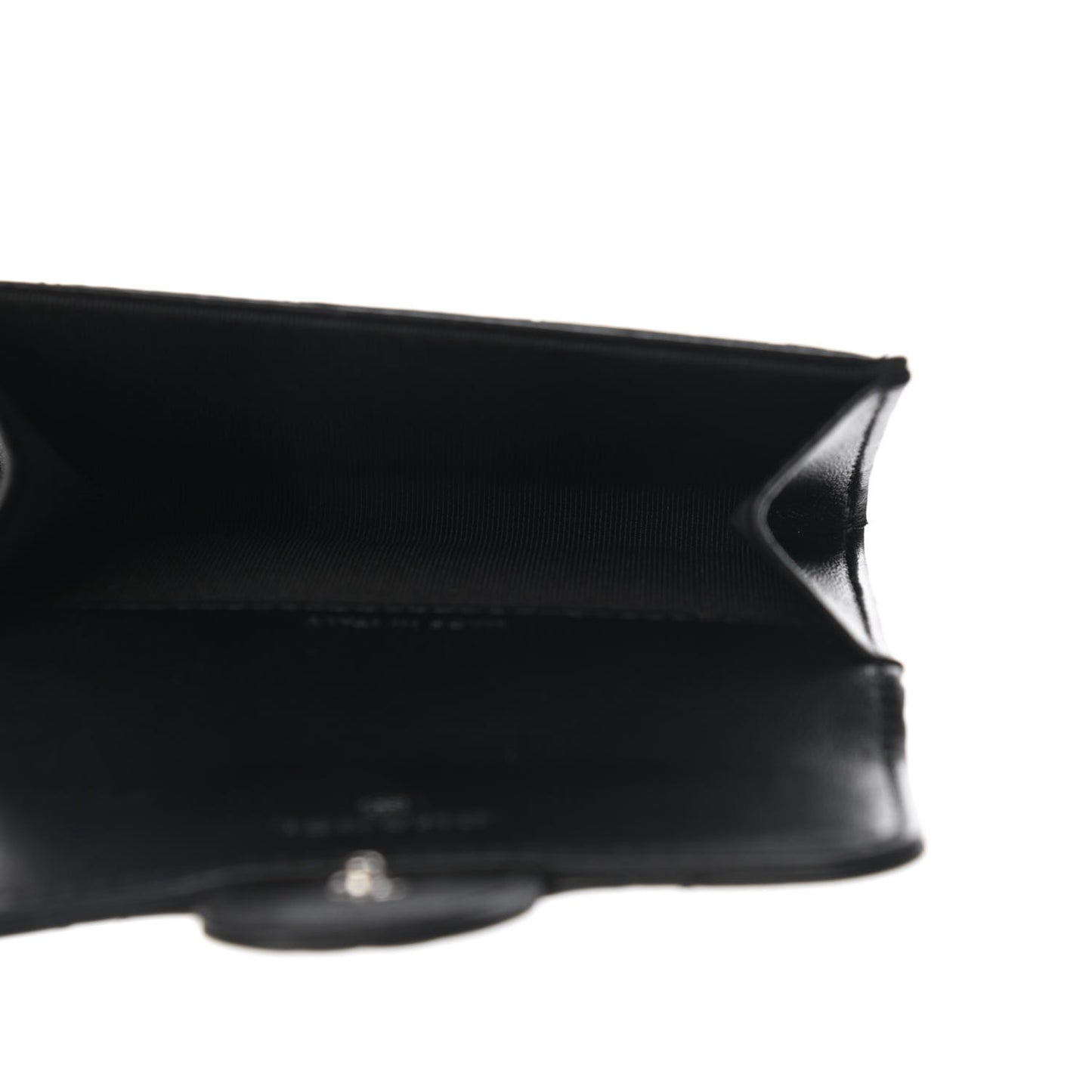 Lambskin Quilted Flap Card Holder Wallet So Black