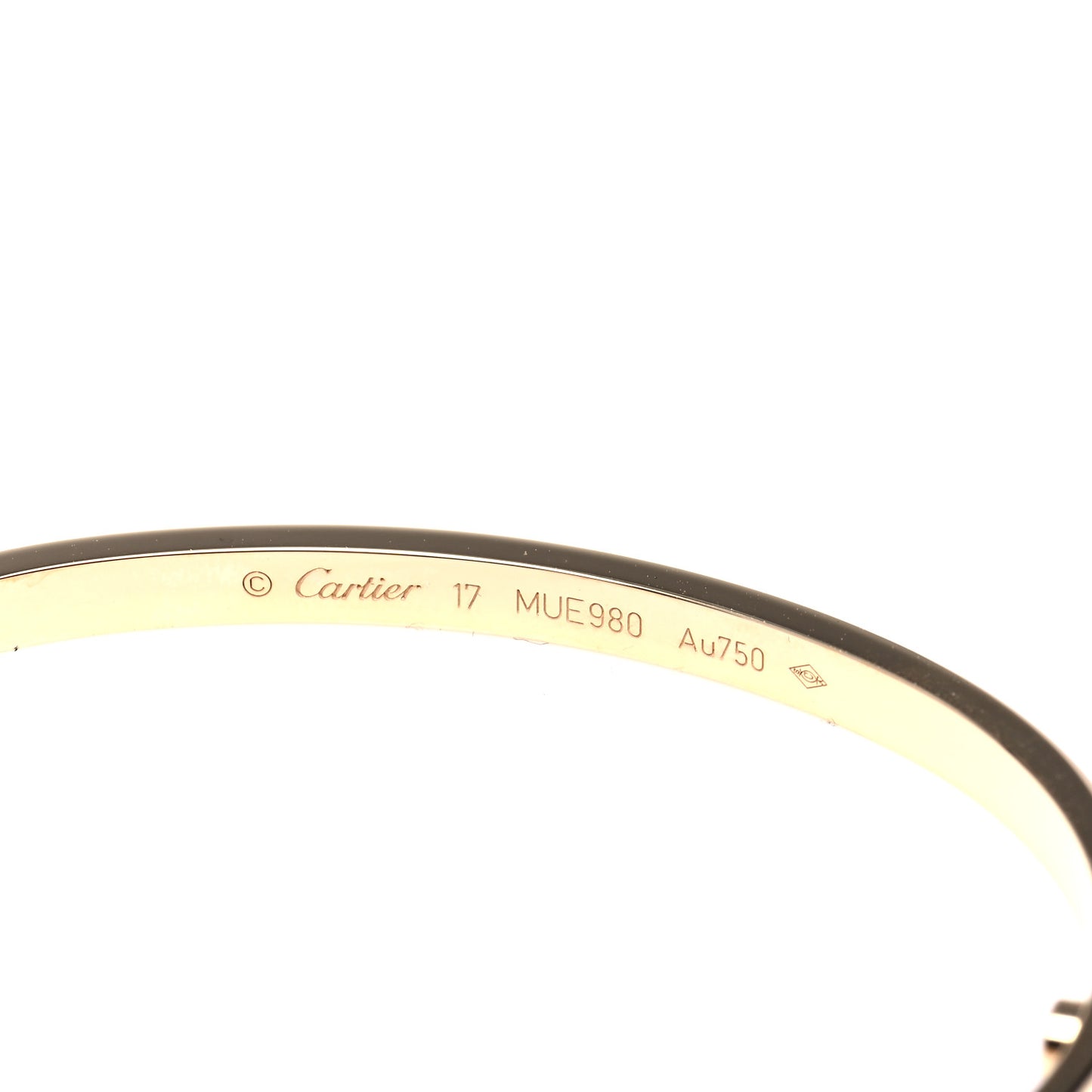 18K Yellow Gold 6 Diamond Small LOVE Bracelet 17