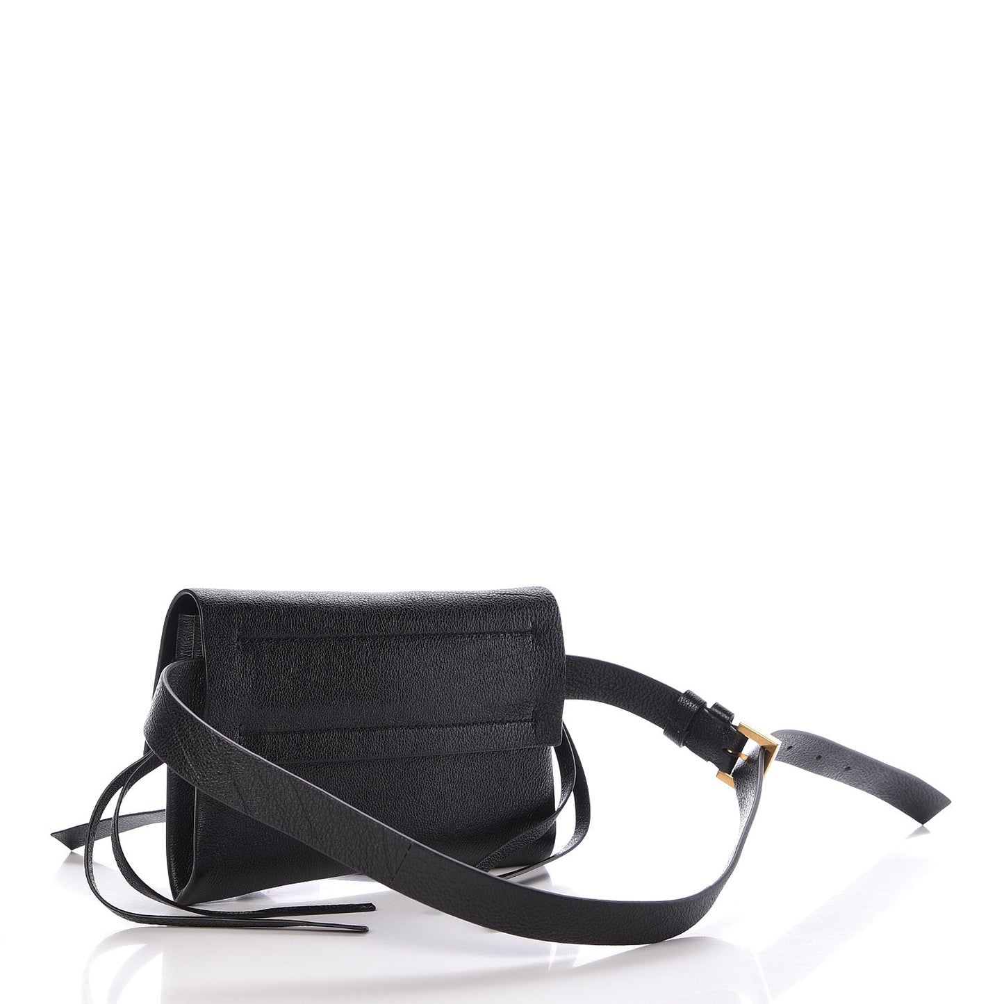 Textured Patent Calfskin VRing Belt Bag Black