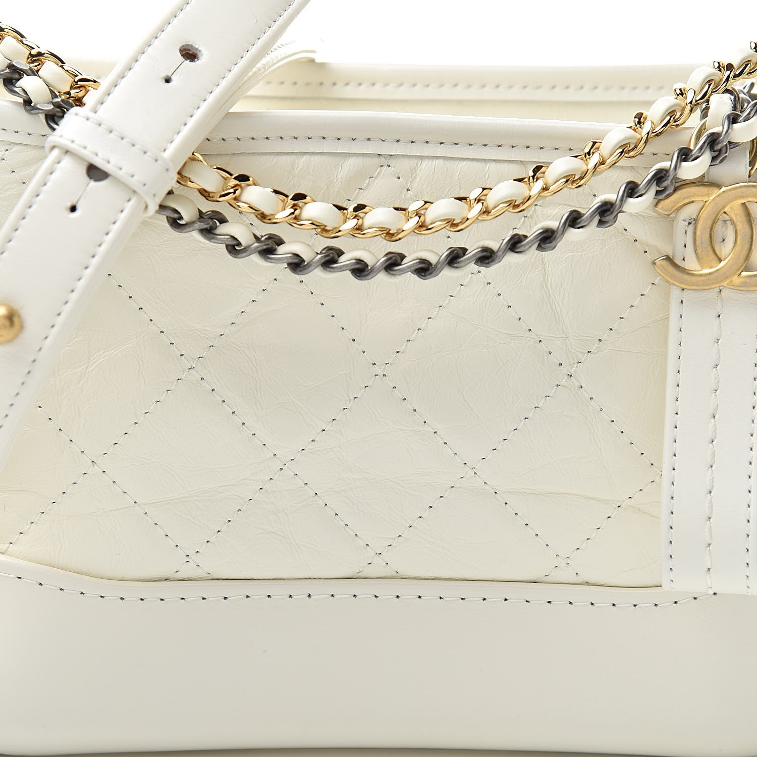 Chanel Aged Calfskin Quilted Small Gabrielle Hobo White 8 of 11