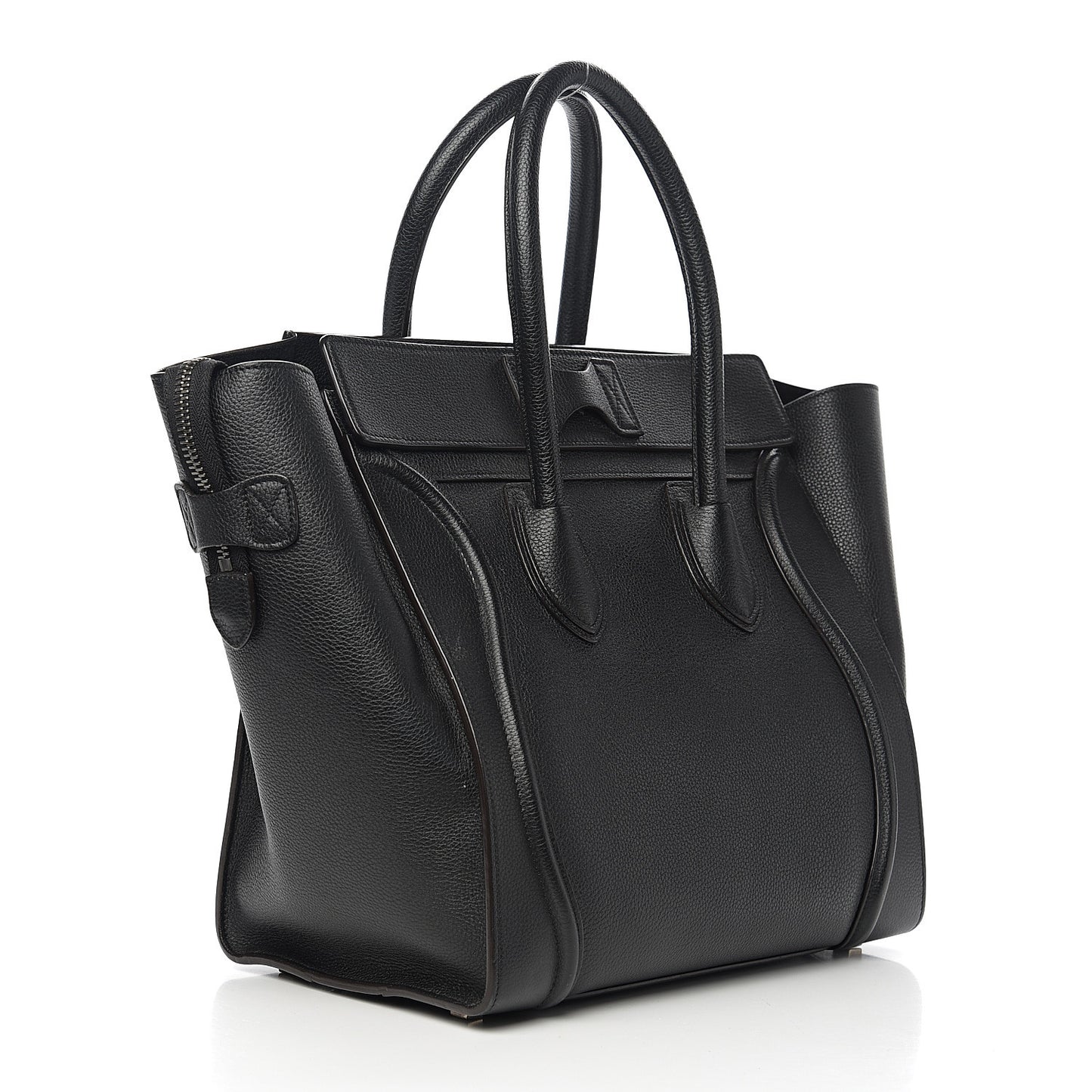 Drummed Calfskin Mini Luggage Black