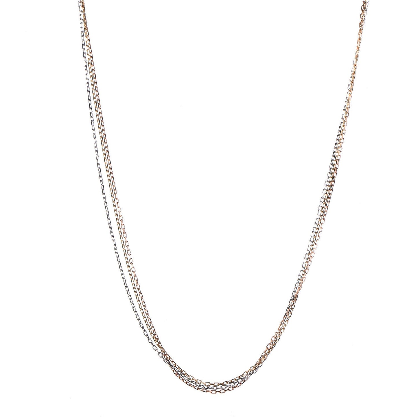 18K Pink Yellow White Gold Three Chain Necklace