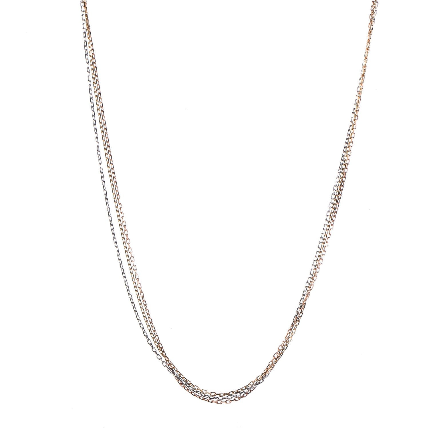 Cartier 18K Pink Yellow White Gold Three Chain Necklace 1 of 8