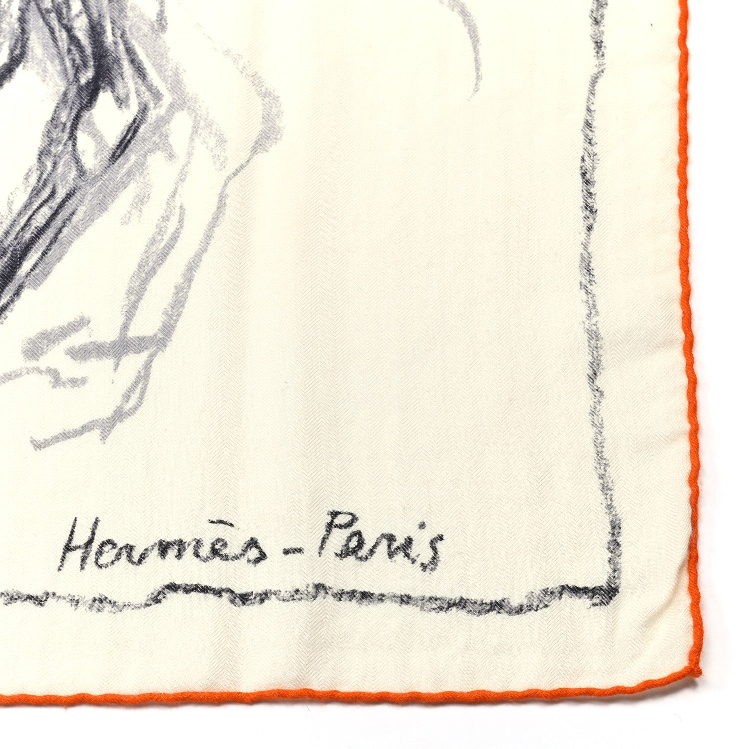 Hermes Cashmere Silk Pirouette au Galop Shawl 140 Blanc Black Gris 2 of 5