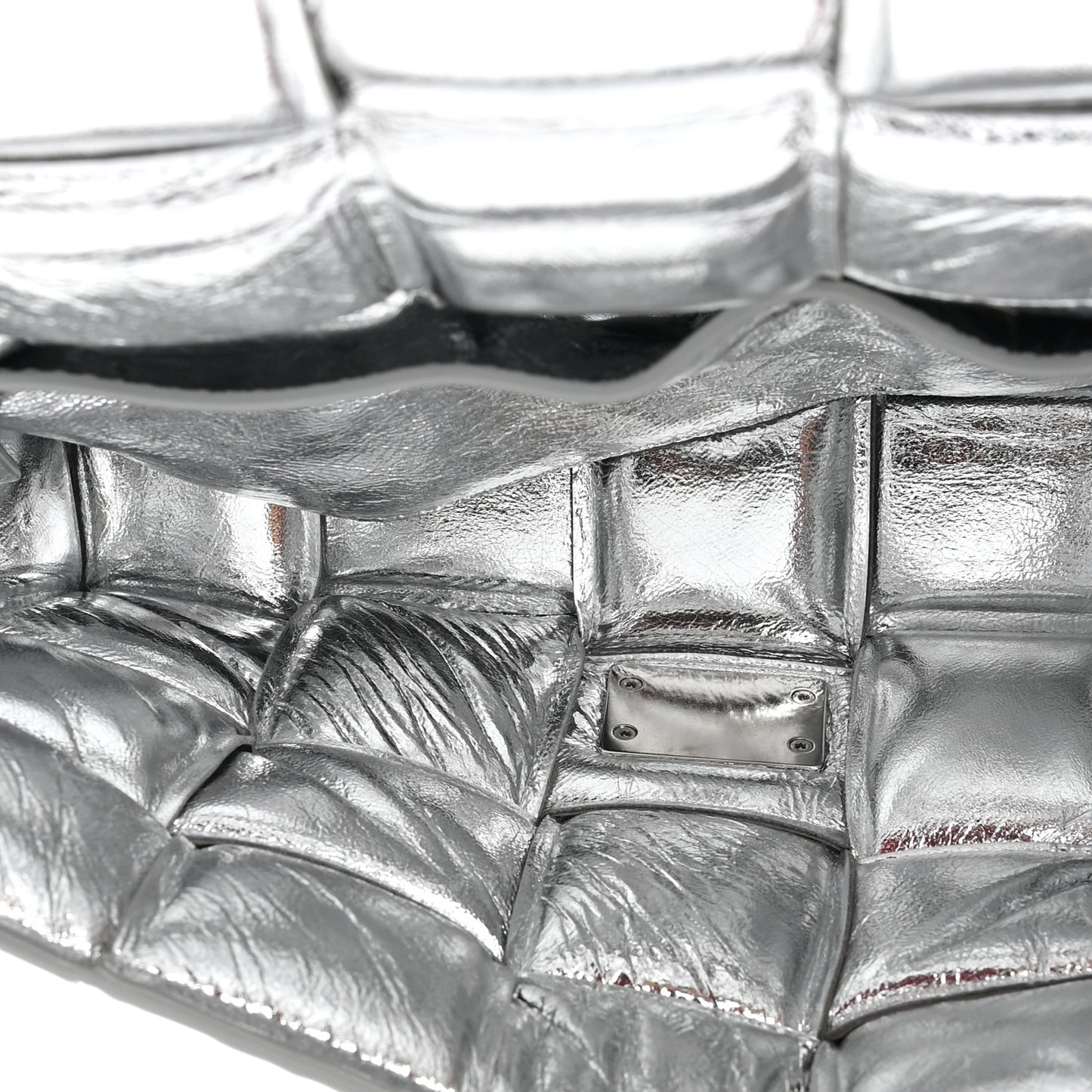 Metallic Lambskin Padded Cassette Crossbody Bag Silver