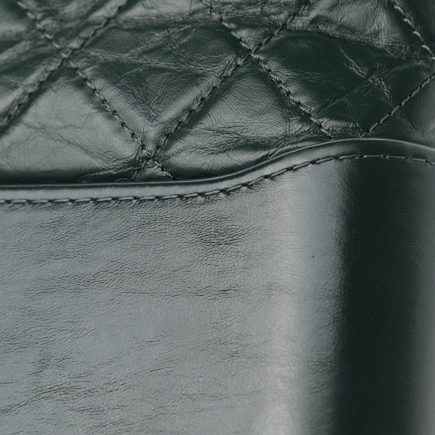 Aged Calfskin Quilted Medium Gabrielle Hobo Dark Green
