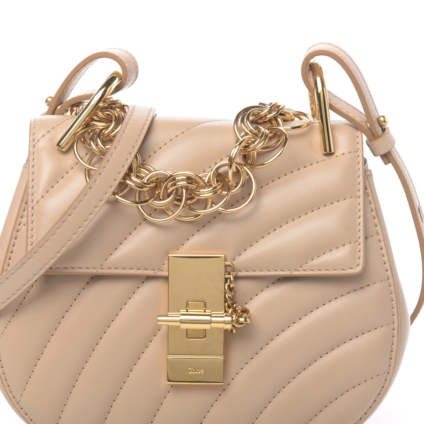 Calfskin Quilted Mini Drew Bijou Shoulder Bag Pearl Beige