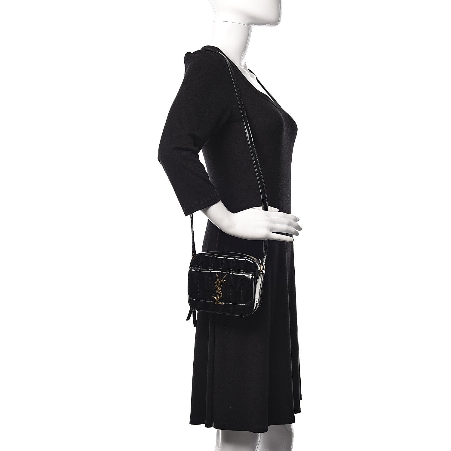 Saint Laurent Patent Matelasse Monogram Toy Vicky Camera Bag Black 2 of 10