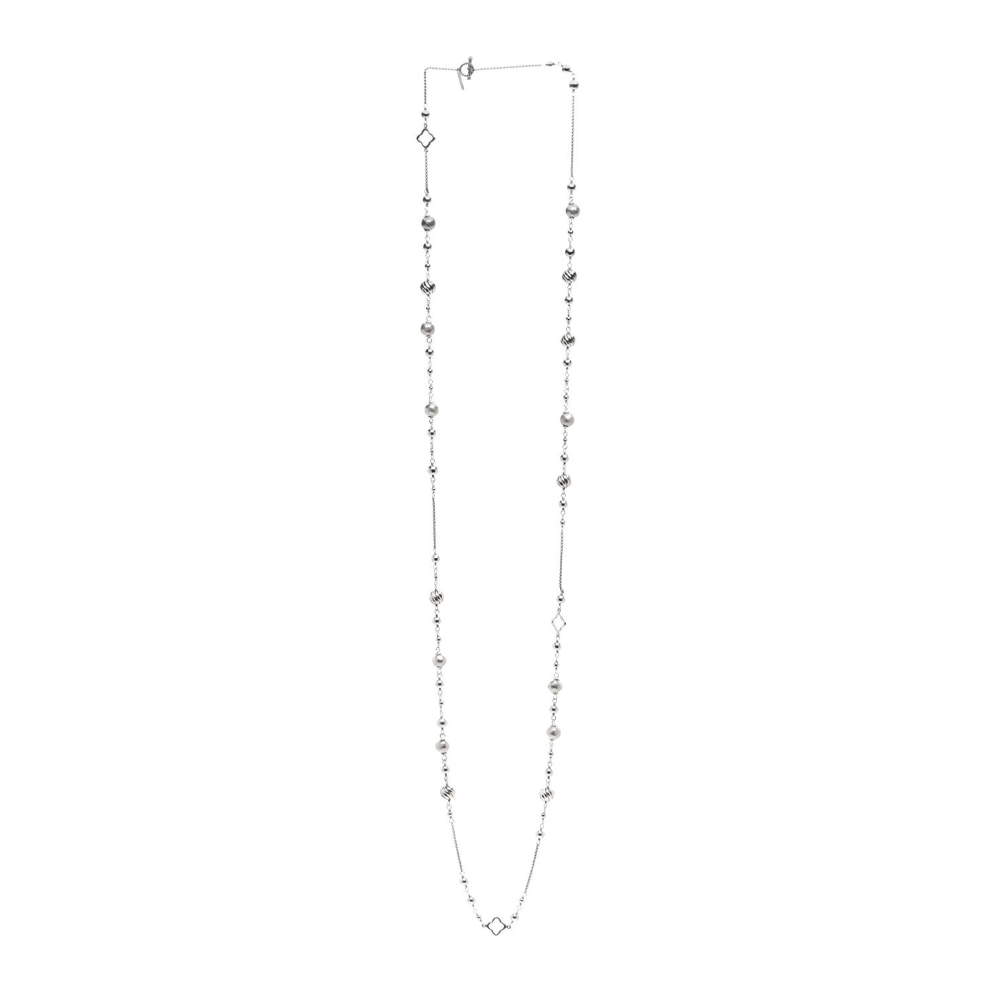 Sterling Silver Quatrefoil Bead Chain Necklace