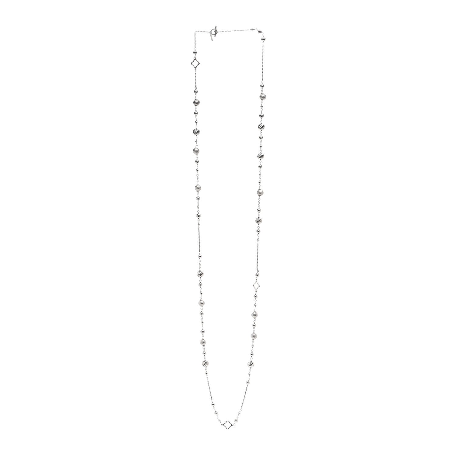 David Yurman Sterling Silver Quatrefoil Bead Chain Necklace 3 of 4