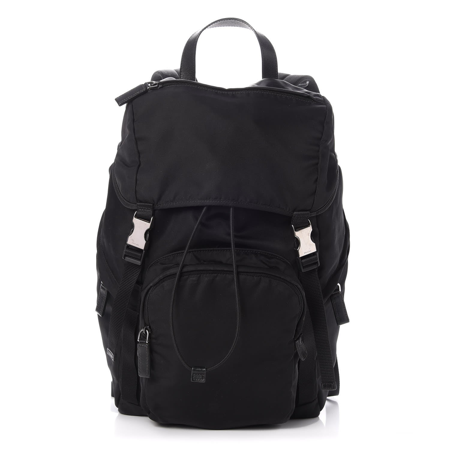 Prada Tessuto Nylon Double Buckle Backpack Black 1 of 9