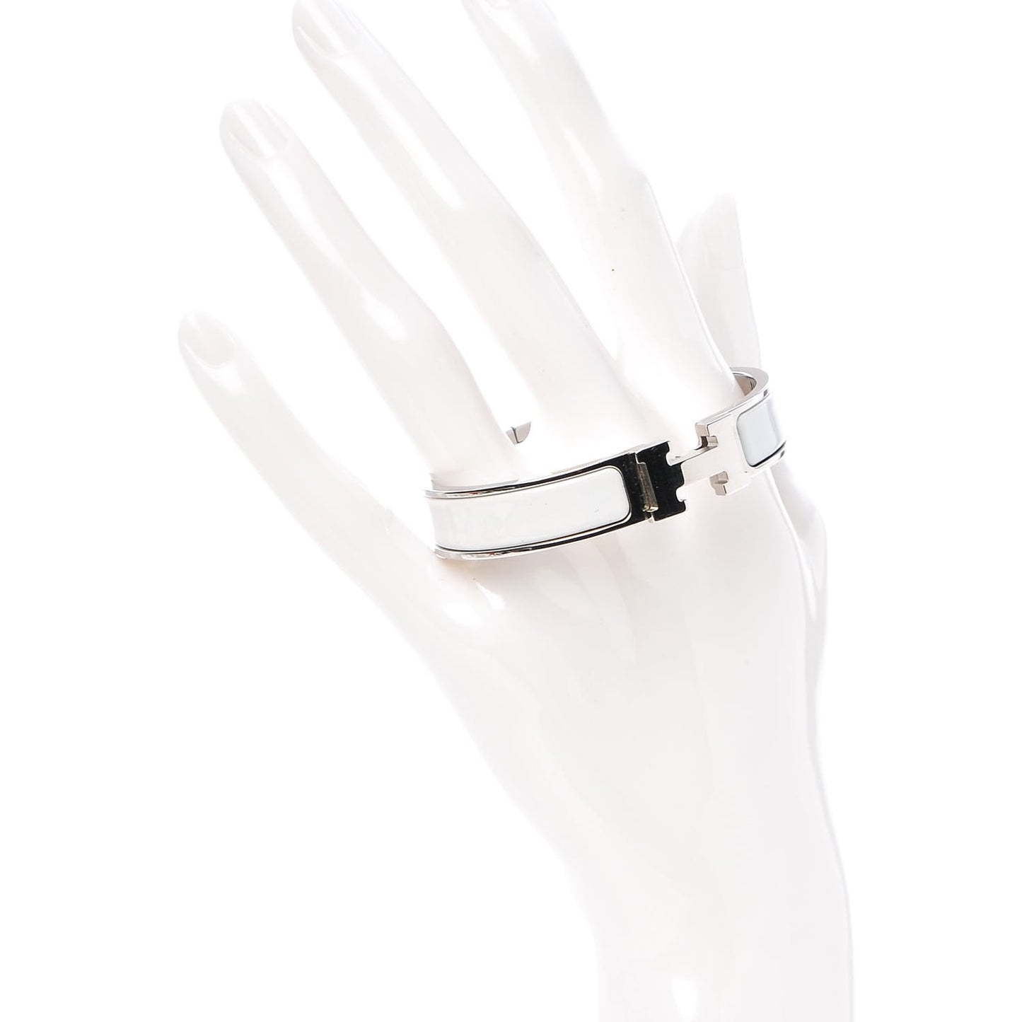 Enamel Narrow Clic Clac H Bracelet PM White