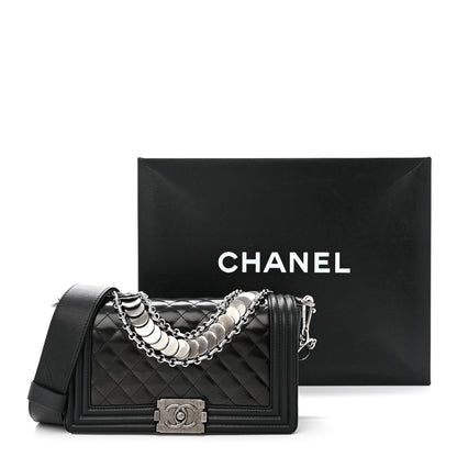 Chanel Patent Calfskin Quilted Paris Bombay Medallion Embellished Medium Boy Flap Black 12 of 12