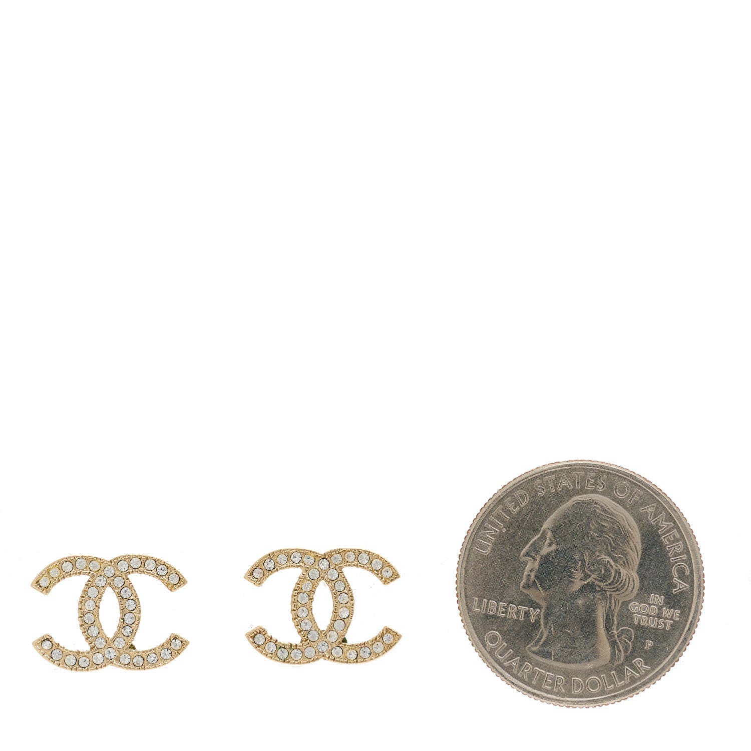 Chanel Crystal CC Earrings Light Gold 2 of 5