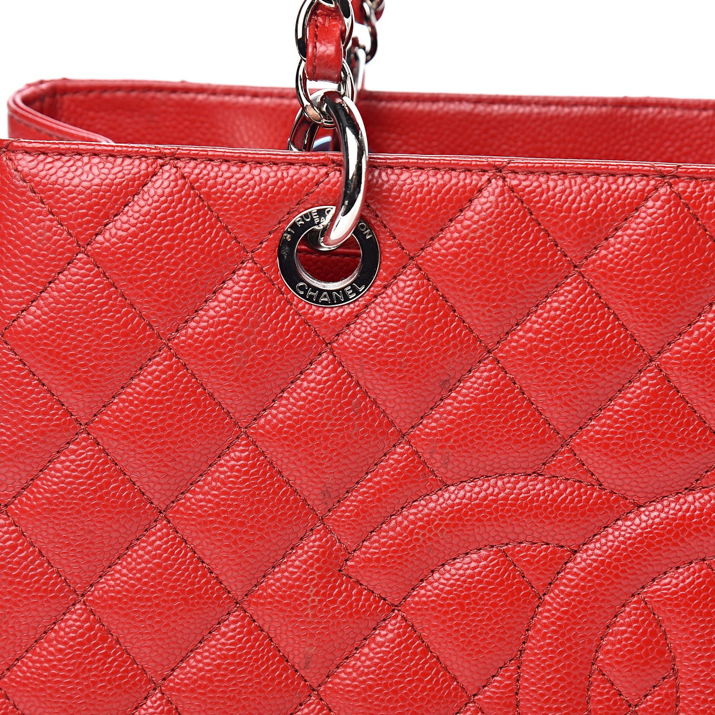 Caviar Quilted Grand Shopping Tote GST Red