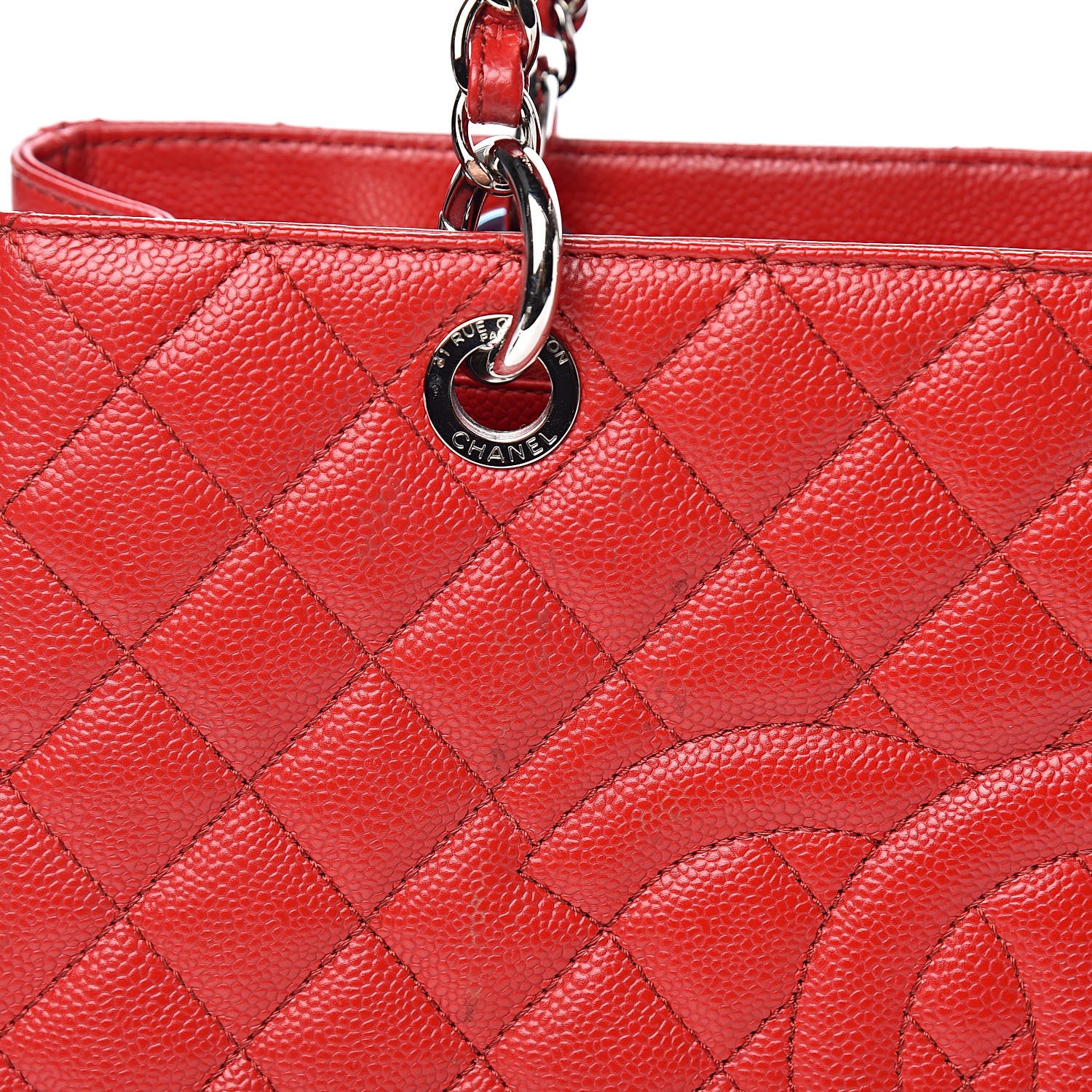 Chanel Caviar Quilted Grand Shopping Tote GST Red 16 of 16