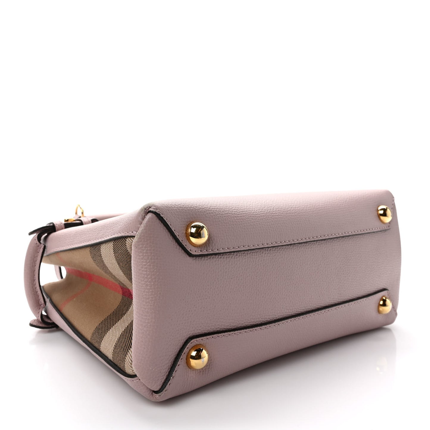Grainy Calfskin House Check Small Banner Tote Pale Orchid