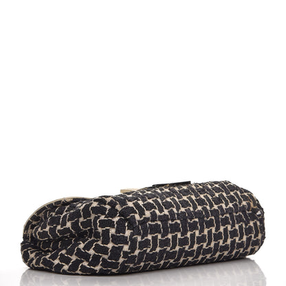 Chanel Tweed Calfskin Woven Single Flap Black Beige 5 of 12