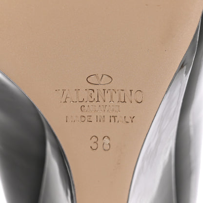 Valentino Garavani Patent Rockstud 70mm Wedges 38 Black Poudre 6 of 27