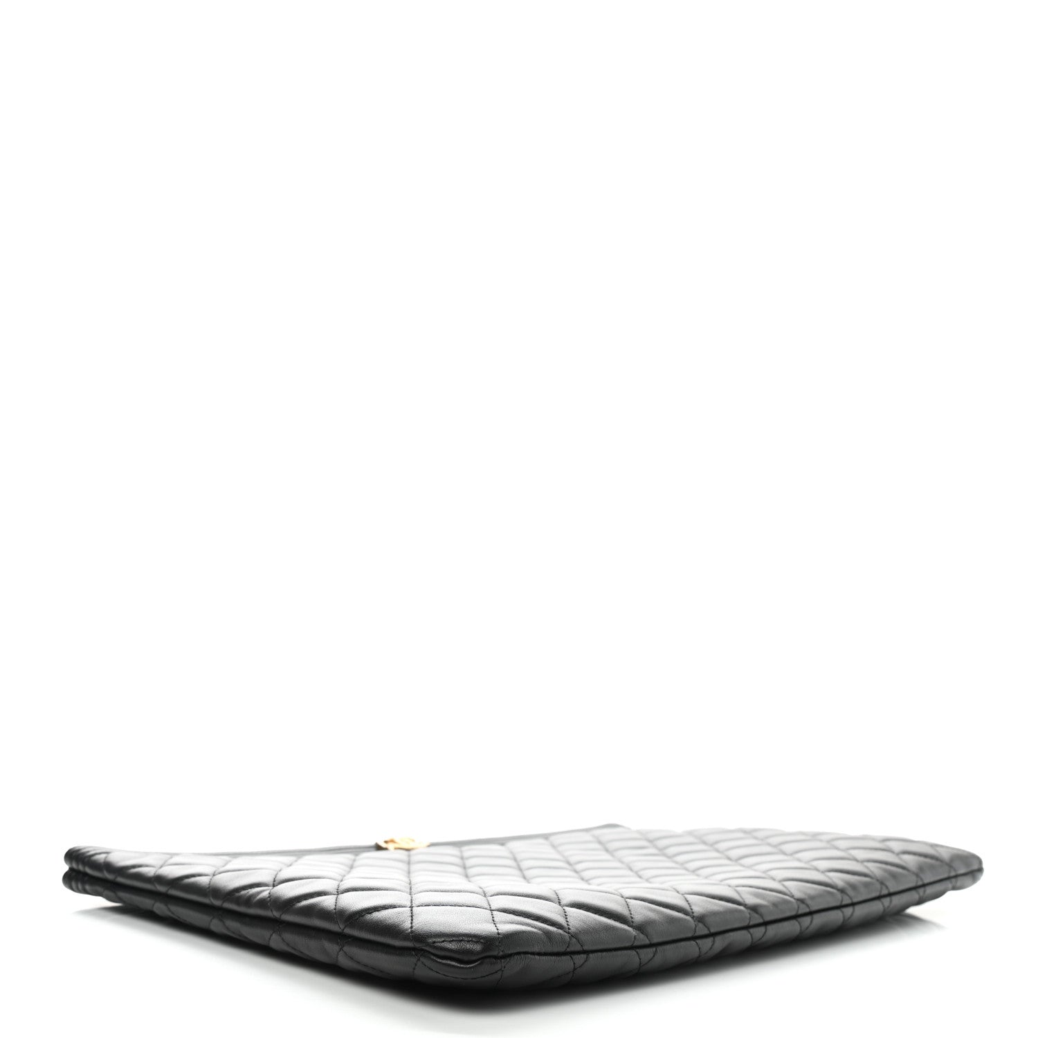 Chanel Lambskin Quilted Large Boy Zip Pouch Black 4 of 8
