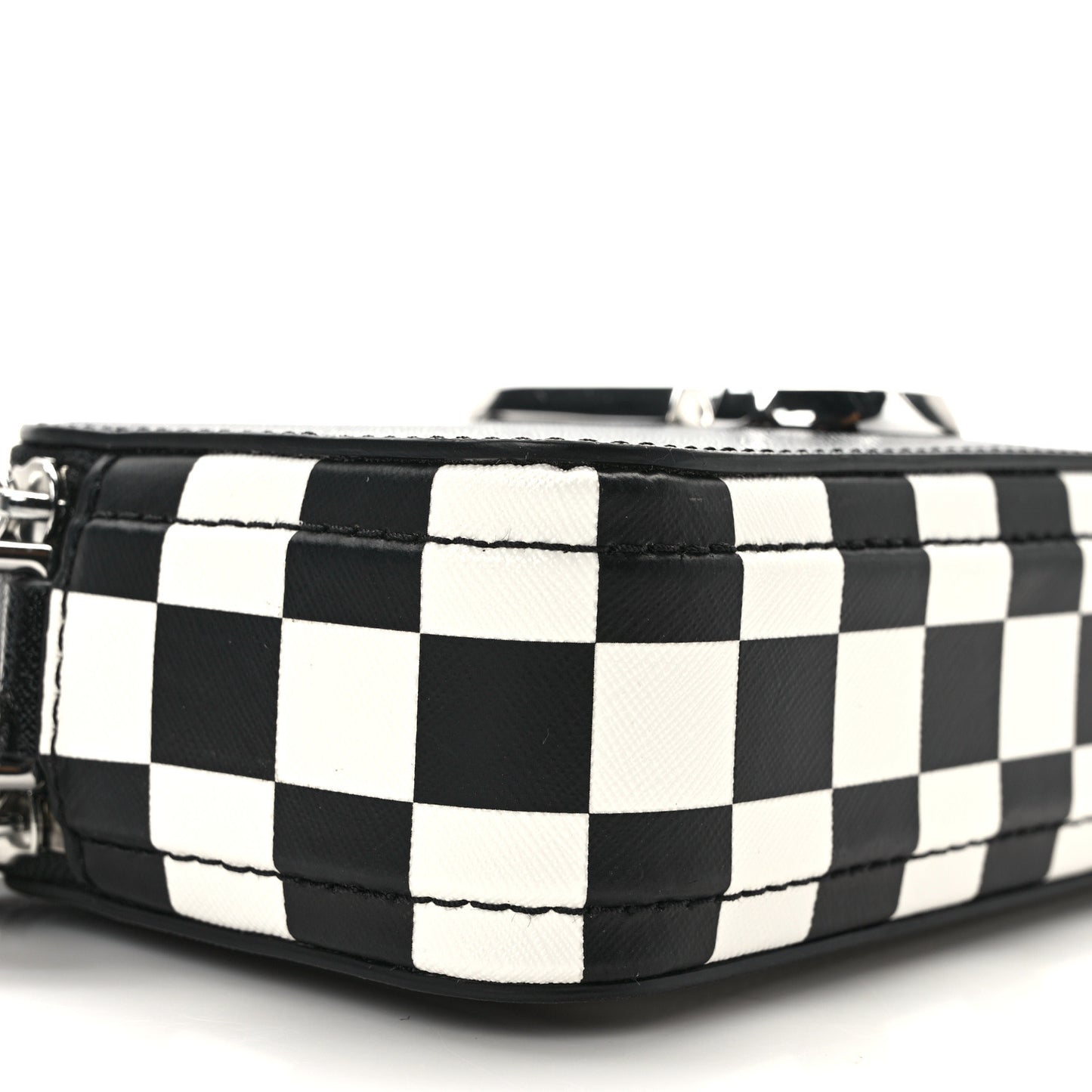 X Bloomingdales 150th Anniversary Saffiano Small Snapshot Camera Bag Black White