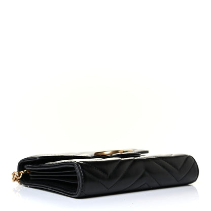 Gucci Calfskin Matelasse GG Marmont Chain Wallet Black 3 of 7