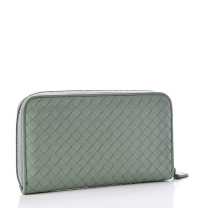 Bottega Veneta Nappa Intrecciato Zip Around Wallet Light Green 3 of 10