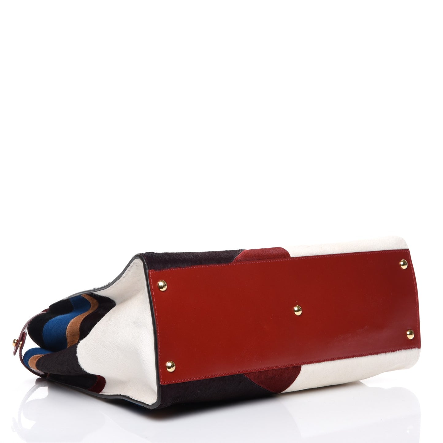 Calf Hair Patchwork Large Peekaboo Iconic Satchel White Red Multicolor